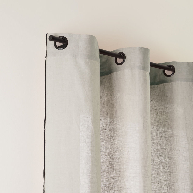 Carlina Linen Semi Sheer Curtain Single Panel, Width 200 x Drop 280cm, Light Beige