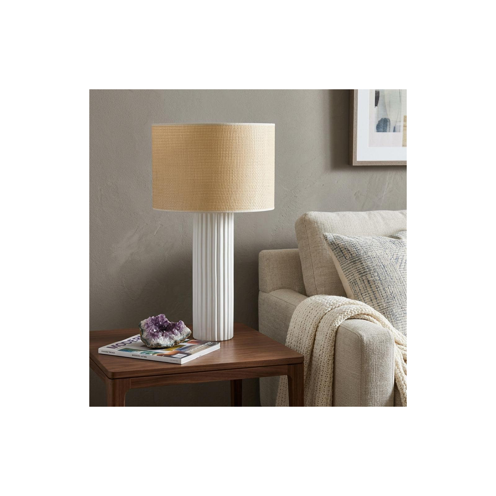 Aldreth Ceramic Table Lamp, White Ribbed, 28.75" H x 15.5" W x 15.5" D