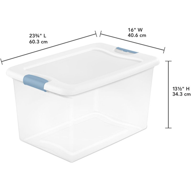 6-Pack Stackable Storage Bin with Lid, Clear Plastic Design, 64 Quart