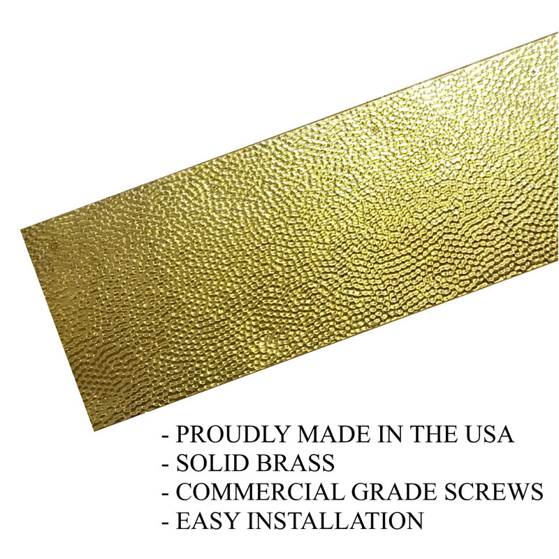 Hammered Door Kick Plate, Brass, 8" H x 34" W x 0.03" D