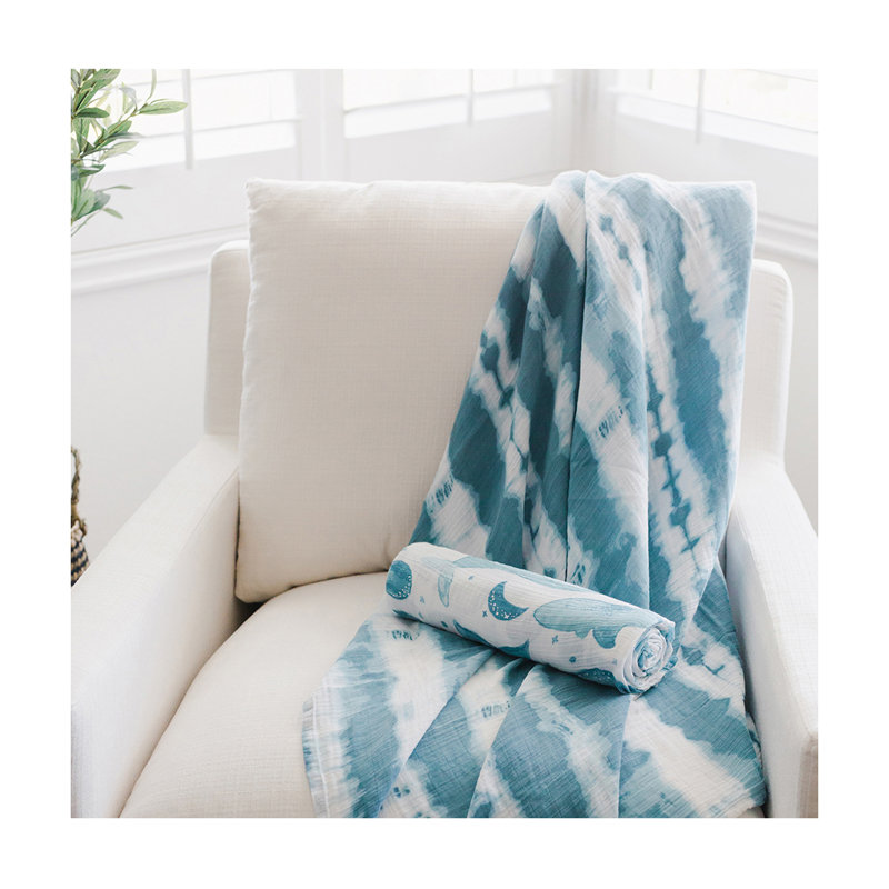 Caspian 2-Pack 100% Cotton Swaddle, Whale Pattern by Crane Baby