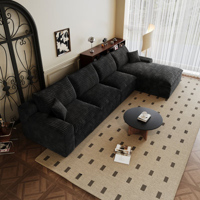 Canapé modulaire de 135 pouces en forme de nuage, canapé modulaire moderne avec assise profonde, canapé en velours côtelé sans méridienne avec méridienne en forme de L pour la chambre à coucher du salon, aucun assemblage requis