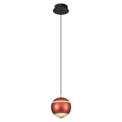 Elegant Brown Chandelier, Metal Body with Opal Glass Cap, 4.0 ft Height x 3.5 in Diameter | 1 x 12W LED Socket, 3000K Warm White Light, 1200 Lm, Fully Assembled | Perfect for Living Room, Dining Room & Entryway Decor