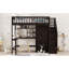 Lit mezzanine pleine grandeur Bibliothèque, tiroirs, bureau et garde-robe. Bois de pin massif robuste Look inspiré de la maisonnette. Accentuation en forme de clôture. L 94,4 po x l 57 po x H 72 po. Matelas non inclus.-1570655524