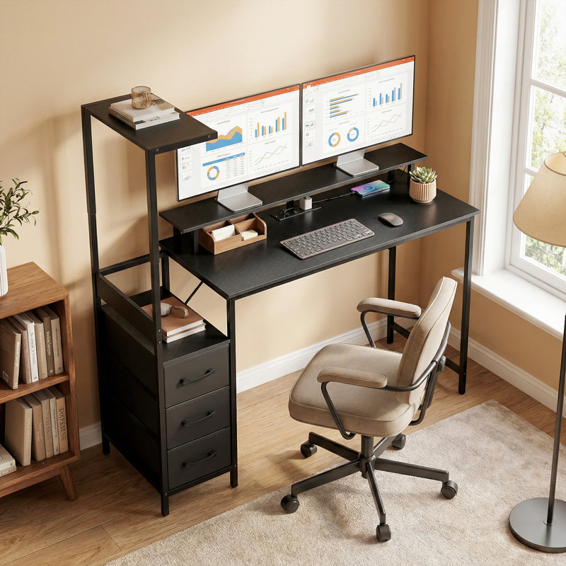 HOMCOM 147 cm Gaming Desk with Adjustable Reversible CPU Stand RGB Black, Black