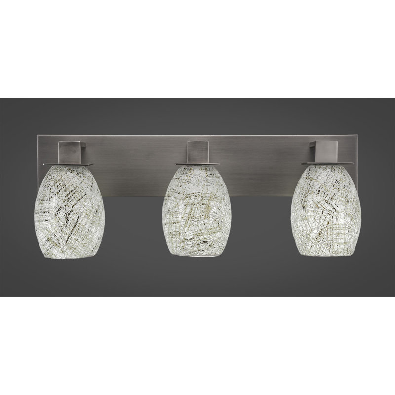 Costanzo Apollo 3 Light Bath Bar Shown In Graphite Finish With 5.5" Natural Fusion Glass