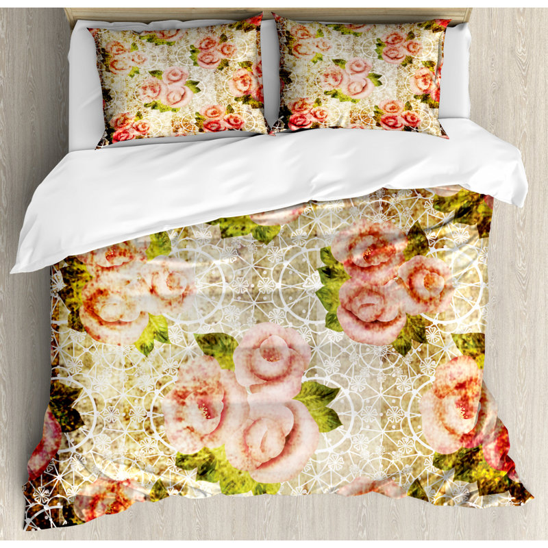 French Country Floral Duvet Cover, King Duvet Cover + 2 Pillow Sham