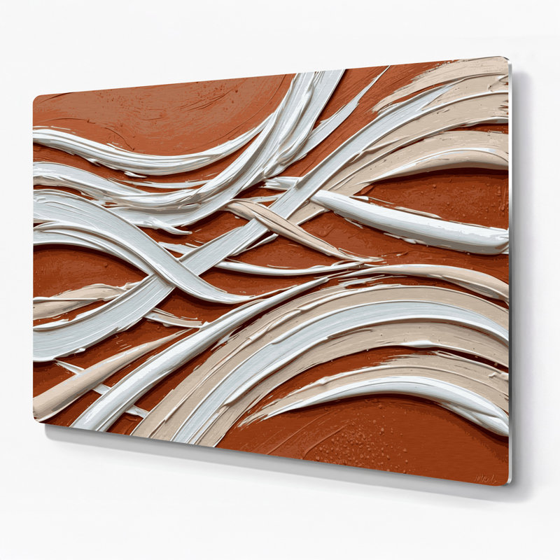 Art mural horizontal rayé horizontal en métal blanc gris, H 11 po x l 14 po