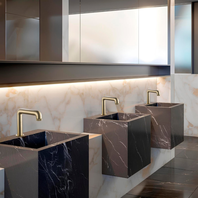 Leo Commercial Brushed Gold Restroom Touchless Sensor Faucet