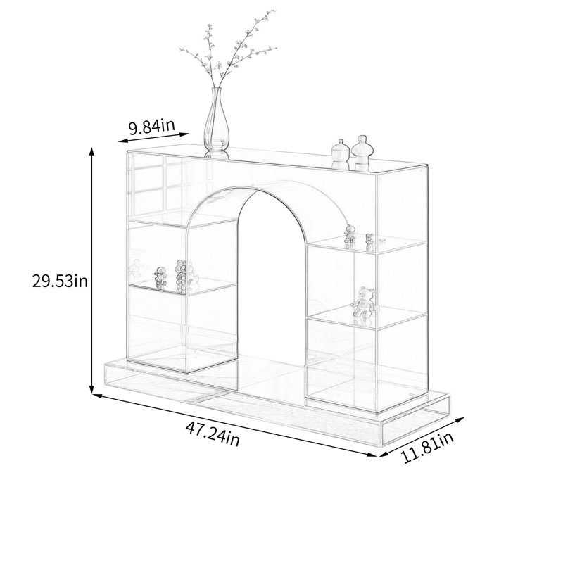 Console arquée bleue en acrylique, H 29,53 po x l 47,24 po x P 11,81 po