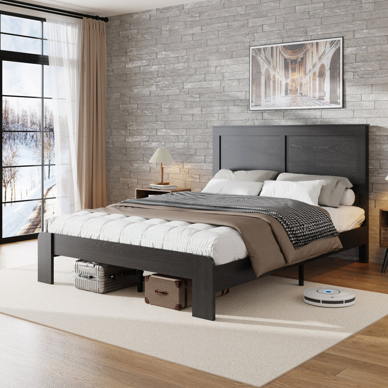 Base de lit plateforme en bois, Lit double