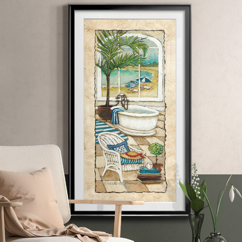 Jour au paradis I - peinture encadrée, Noir, H 14,5 po x l 26,5 po x P 1,5 po