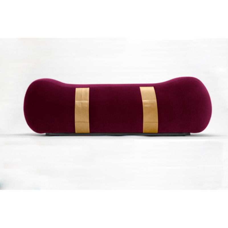 Milo Velvet Upholstered Bench, Cranberry/Umber