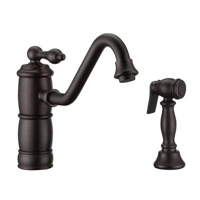 Whitehaus Collection Single Lever Faucet with Traditional Swivel Spout and Solid Brass Side Spray