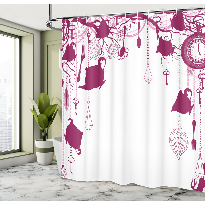Shower Curtain with Hooks Included, 70" H x 69" W, Dark Magenta