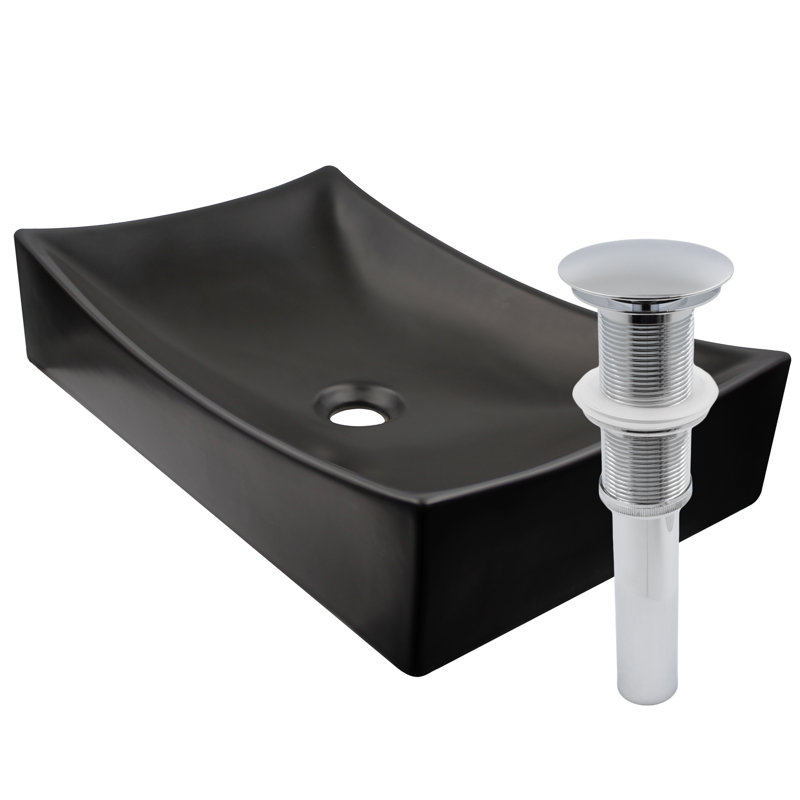 Lavabo de salle de bain vasque rectangulaire Procelain, Chrome, Noir