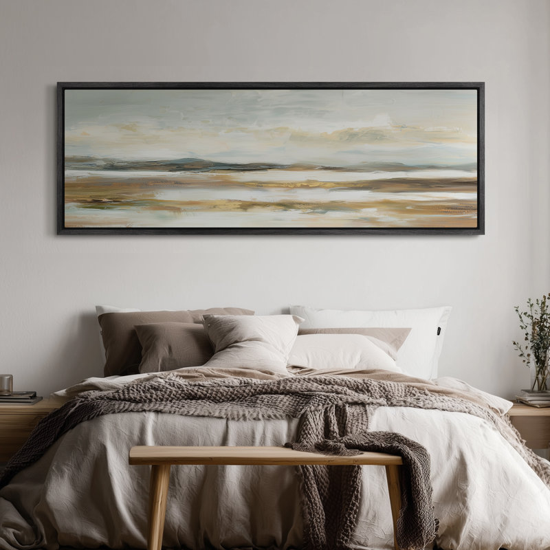 «Soft Neutral Landscape», impression sur toile pour chambre à coucher, H 20 po x l 60 po, Noir