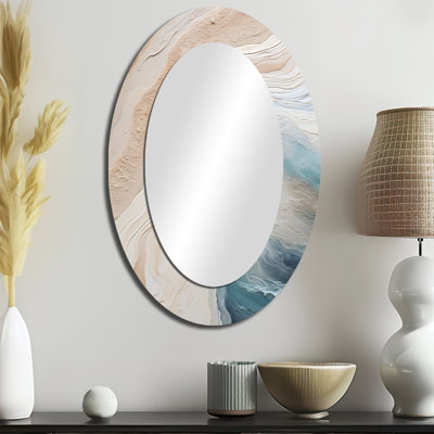 Miroir mural moderne bleu et beige sable Modern