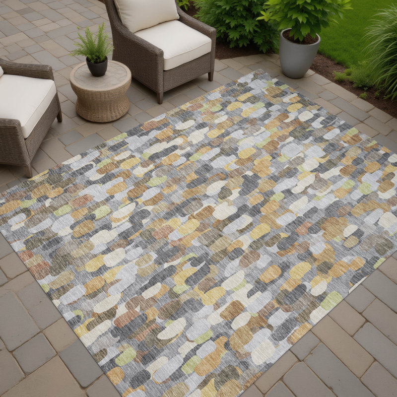 Machine Washable Indoor/Outdoor Chantille ACN2451 Casual Rug, Gray, 3' x 5'
