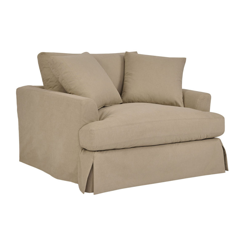 Kaniz Upholstered Chair And A Half, Brown Polyester Blend