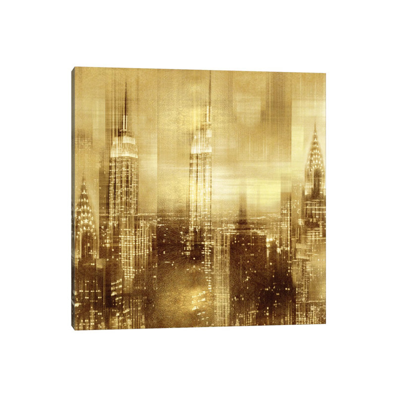 NYC - Reflections In Gold II by Kate Carrigan - Print on Canvas, Wrapped Canvas, 93.98 cm H x 93.98 cm W x 1.91 cm D