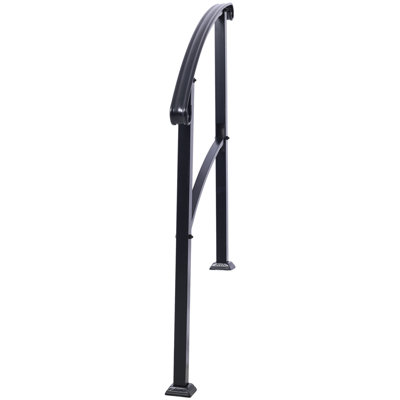 Rambarde monobloc en fer forgé noir, flexible et adaptable, pour 1 à 3 marches