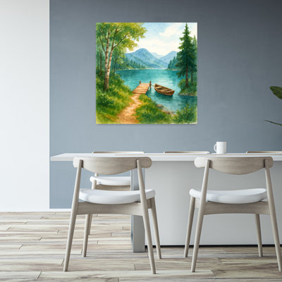 Boat At The Scandinavian Lake Contemporary Wall Art