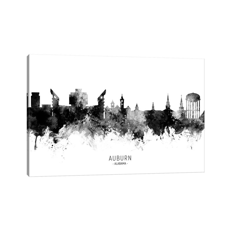Auburn Alabama Skyline Name Bw by Michael Tompsett - Wrapped Canvas Gallery-Wrapped Canvas Giclée, 20.32cm H x 30.48cm W