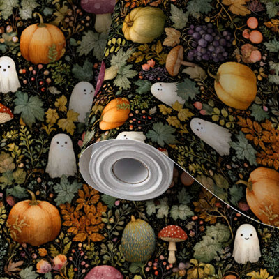 Papier auto-adhésif à peler et coller aquarelle Autumn Forest Halloween auto-adhésif et amovible 17,7 po x 118 po (45 x 300 cm)