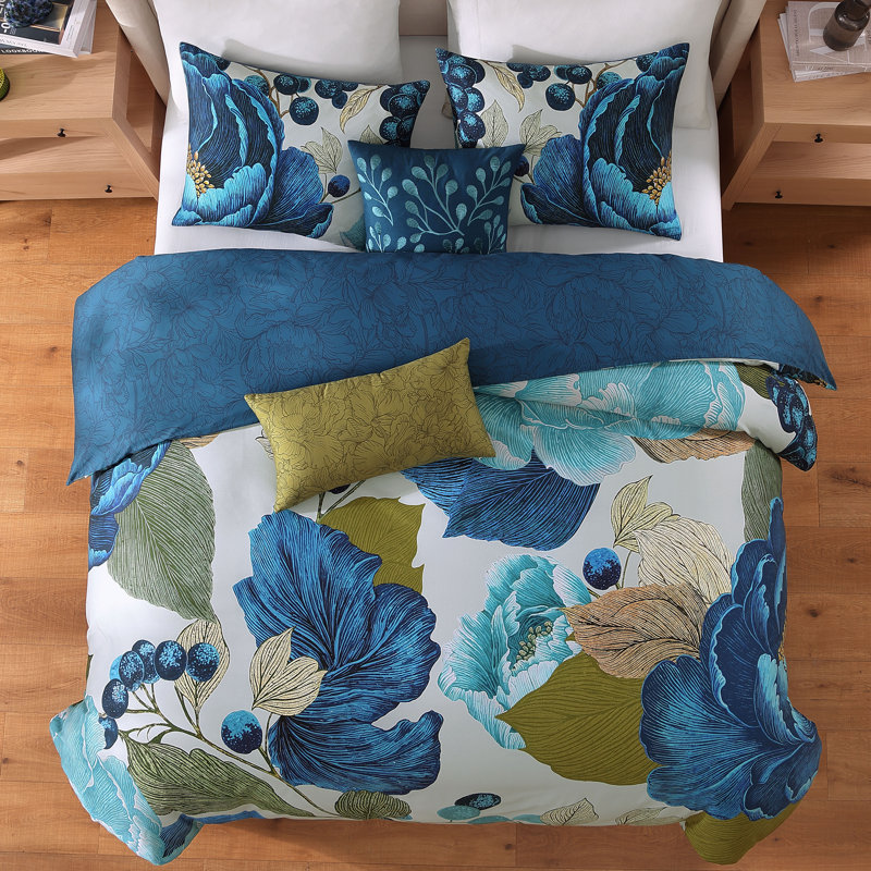 Bebejan Teal Tapestry 5 Piece Reversible Comforter Set, Queen Comforter + 4 Additional Pieces