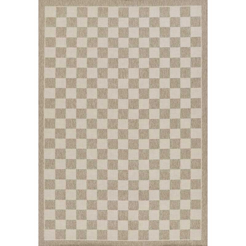 Erin Gates by Momeni Saybrook Check Gray Indoor / Outdoor Area Rug, Rectangle 6'6" x 9'