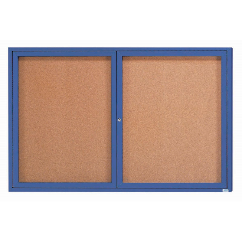 Panneau d'affichage mural fermé avec éclairage DEL, Bleu, Deux, 48 po x 72 po
