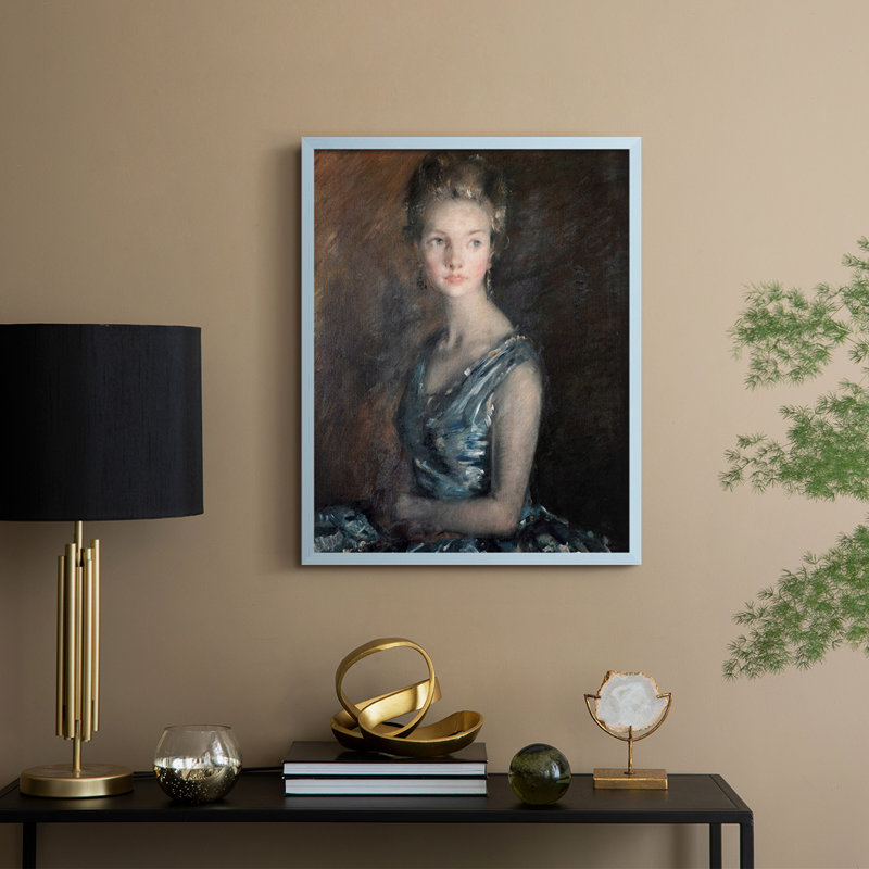 Impression de portrait rétro Vintage XCVII, reproduction encadrée - bois massif, H 11 po x l 9 po, Bleu