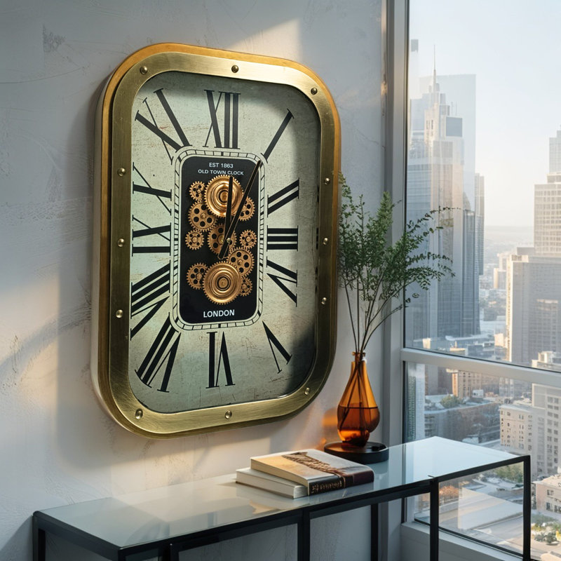 Metal Wall Clock, Large, Silver