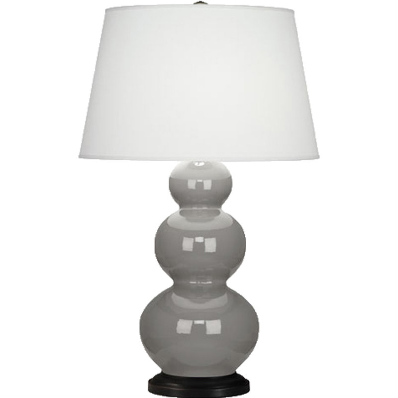 Triple Gourd Ceramic Table Lamp, Smokey Taupe/Bronze
