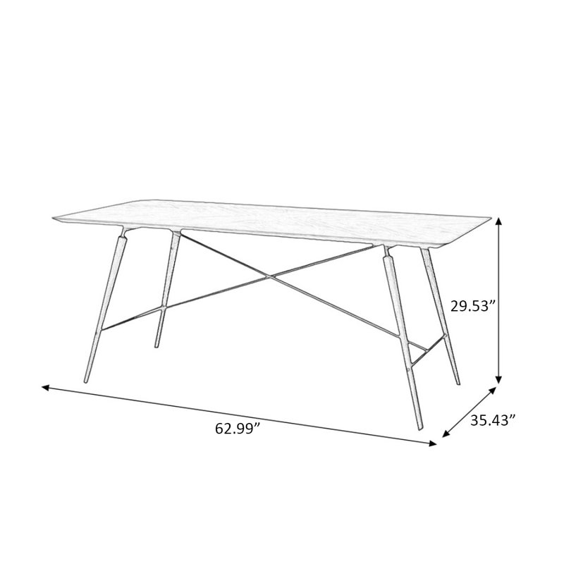 Modern Nut-Brown Rectangular Solid Wood Dining Table, 29.53”H x 62.99”L x 35.43”W
