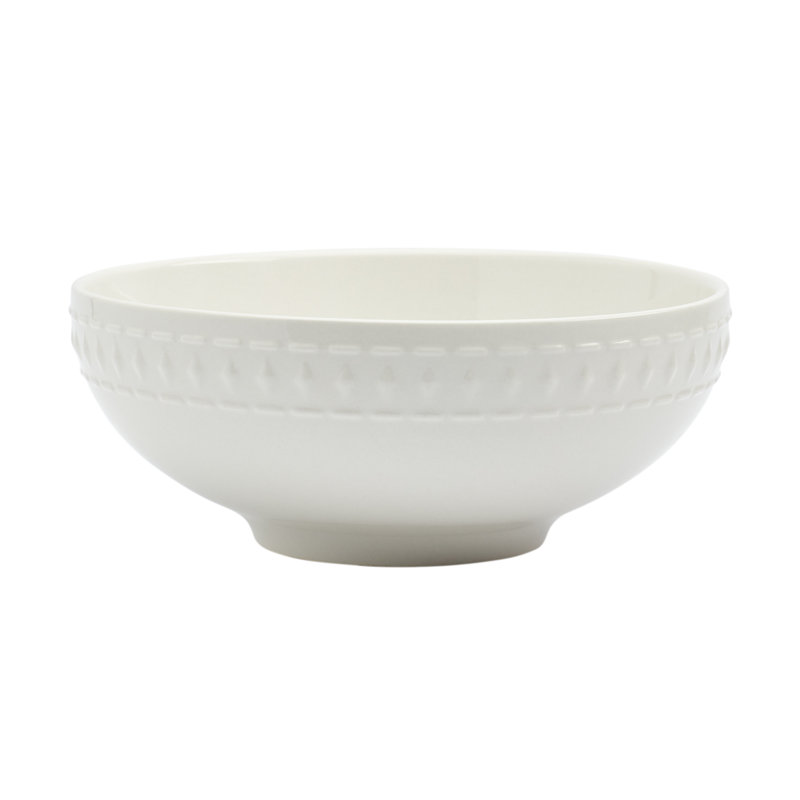Ivory Embossed Ceramic 3-Piece Serving Bowl Set