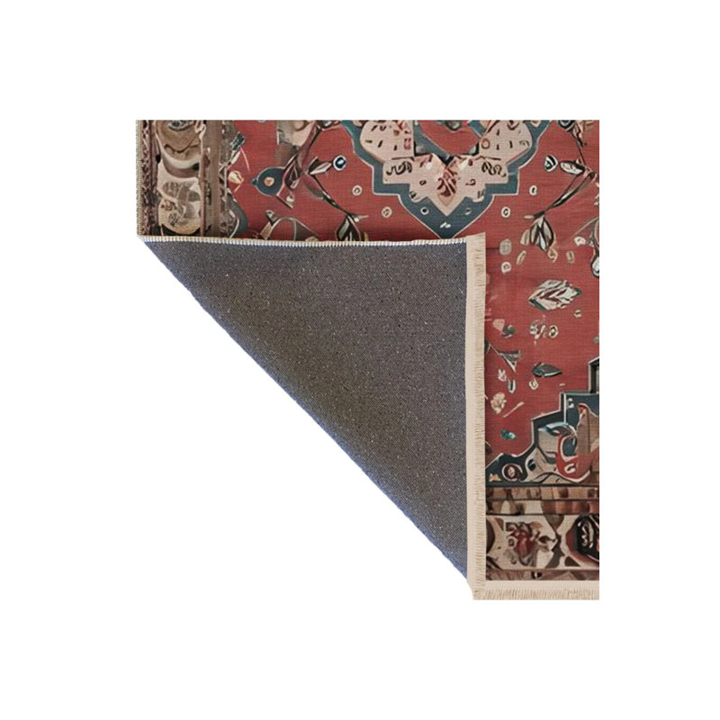 Risch Vintage Green Traditional Motif Woven Washable Carpet, Rectangle 3'4" x 6'7"