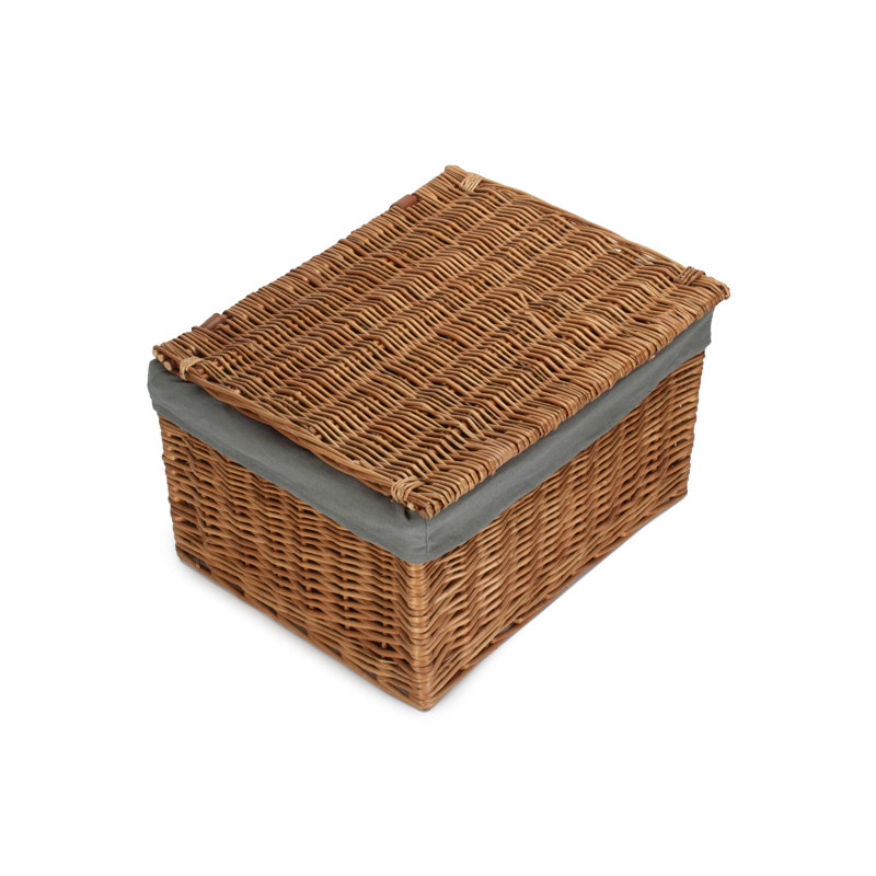 Wicker Extra Large Lined Storage Hamper Basket, Double Steamed/Grey