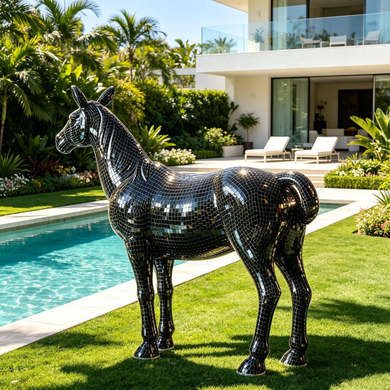 Grande statue de cheval 72 po, Black