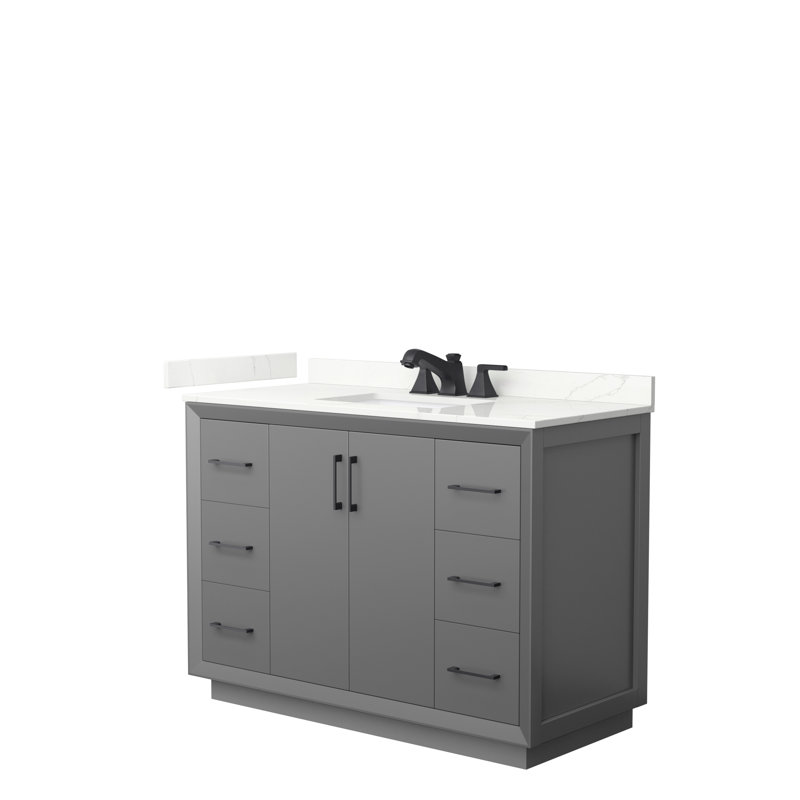 Strada 48'' W Single Vanity, Dark Gray, Giotto Quartz, Brushed Nickel