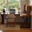Bureau en fer massif en forme de L brun noyer + noir-295264836-295264834
