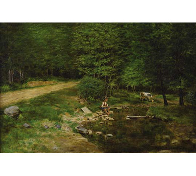 'Boy Fishing' by Thomas Bigelow Craig Painting Print