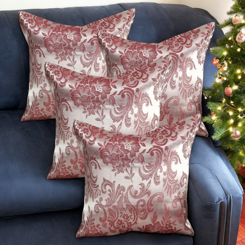 Kuhn Indoor / Outdoor Floral Purple Square Throw Cushion Cover Pack Of 4