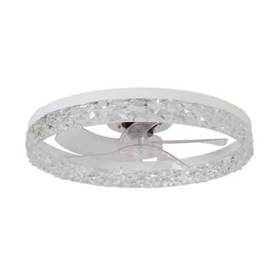 20-Inch Smart Flush Mount Ceiling Fan With Light And Remote, Indoor LED Fan With APP Control And Dimmable Color-Changing Light