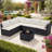 7-piece Modular Patio Conversation Sets with Cushions and Tempered Glass Table-1485790132