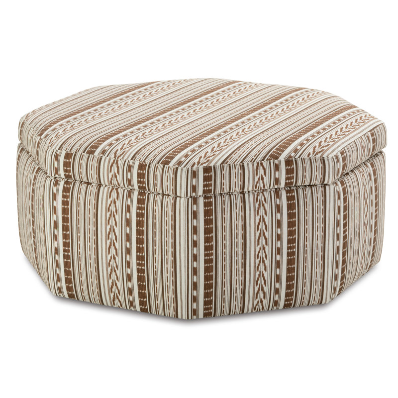 Custom Ottoman, Tan Linen Blend
