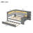 Full Daybed with Storage Shelves, Trundle, Desk, LED Light & Charging Station, Upholstered Headboard, Gray-813017800