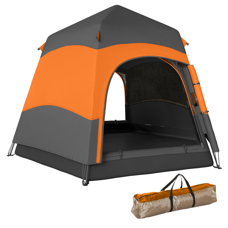 4 Person Tent, Orange/Dark Grey