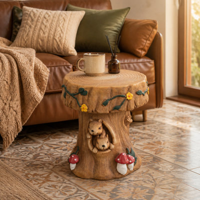 Statue de jardin 14 "écureuil souche de tabouret, tabouret d'extérieur en oxyde de magnésium, décoration pour jardin de jardin
